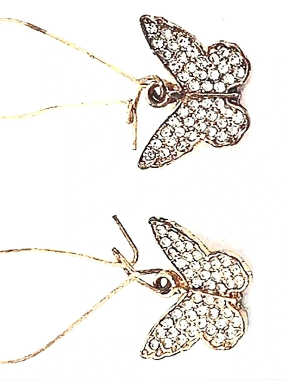 NWT Beautiful CZ Butterfly Earrings Gold Crystal  Pierced Elegant Feminine NEW